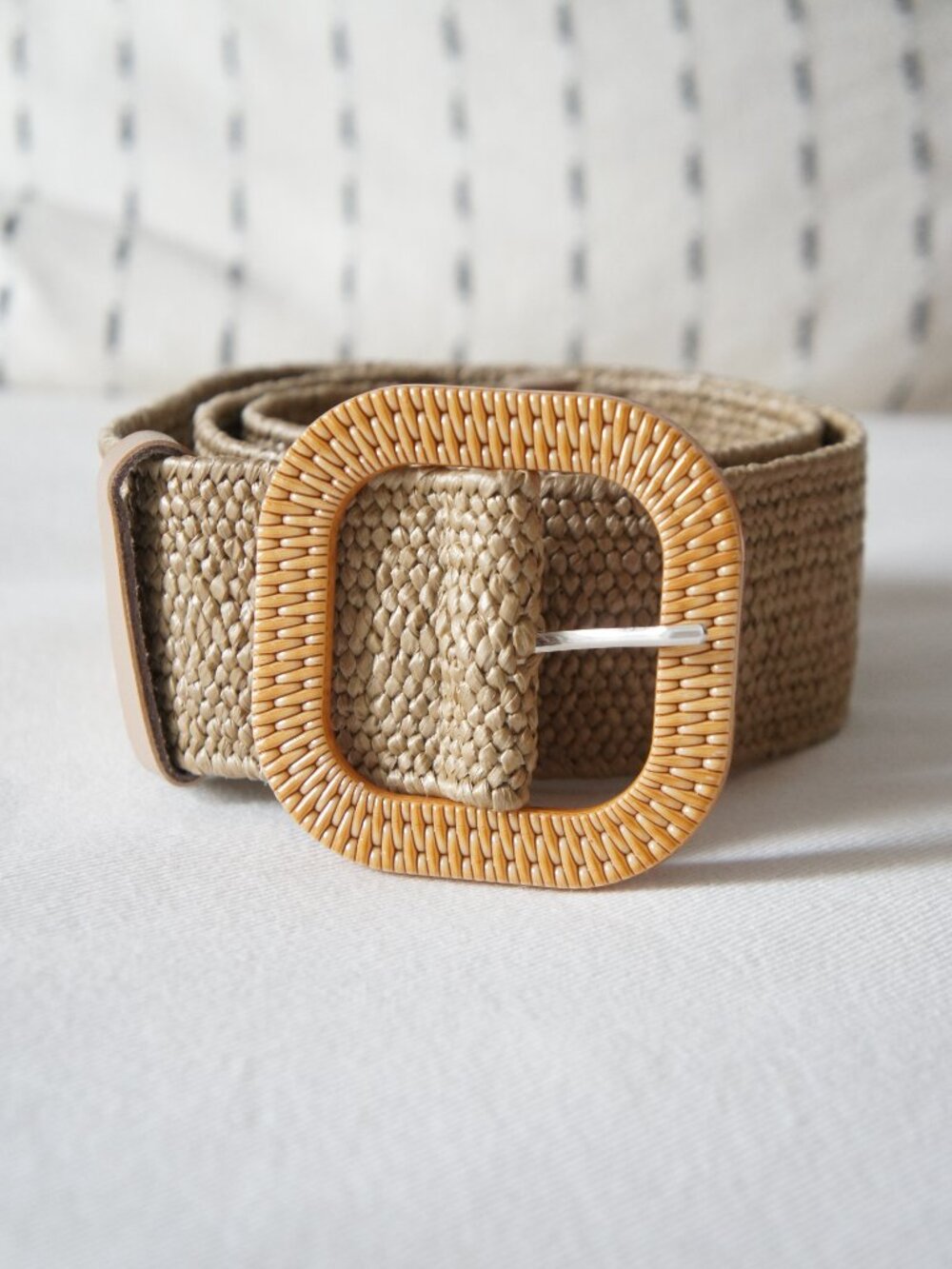 Stretchy Elastic Neutral Straw Waist Belt One Size NWOT